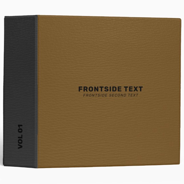 Brown faux leather print 3 ring binder (Front/Spine)