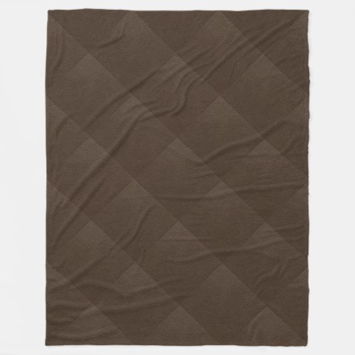 Brown Faux Leather Quilt Pattern Vintage Look Fleece Blanket