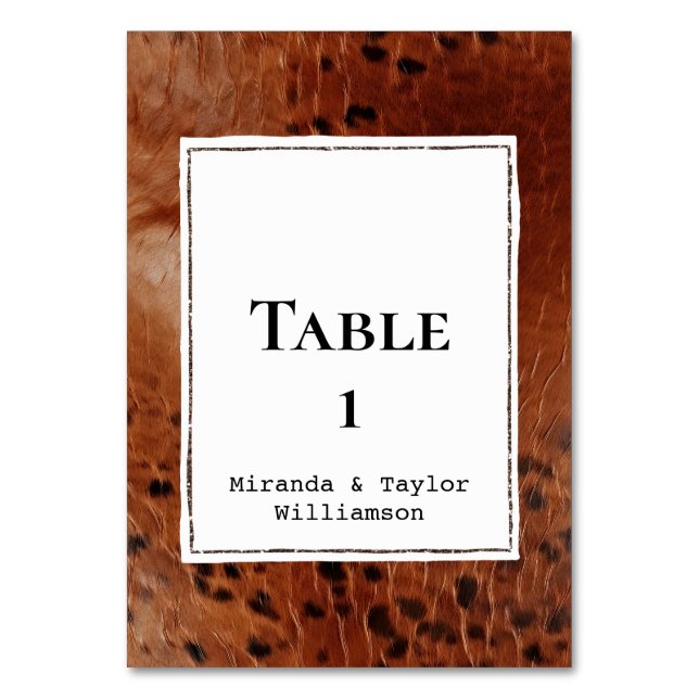 Brown Faux Leather Table Number (Front)