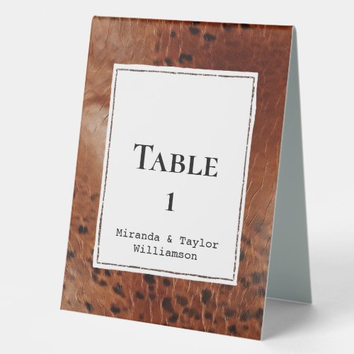 Brown Faux Leather Table Tent Sign