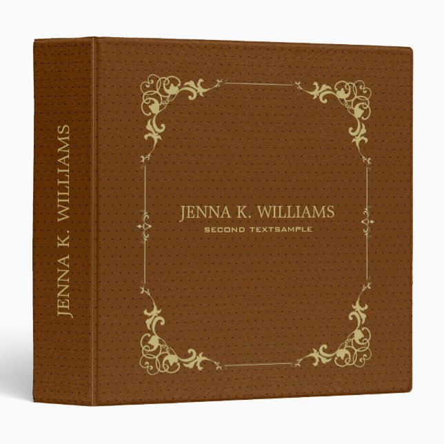 Brown faux leather texture 3 ring binder (Front/Spine)