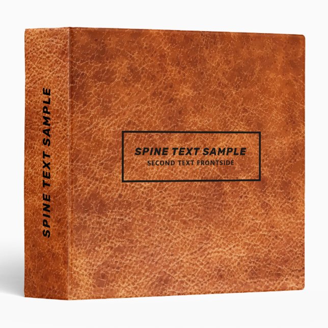 Brown faux leather texture 3 ring binder (Front/Spine)