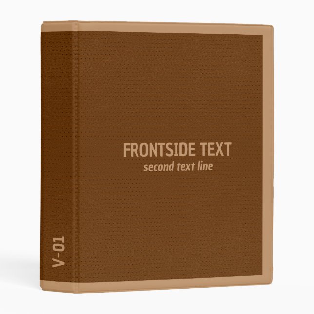 Brown faux leather texture tan border mini binder (Front/Spine)