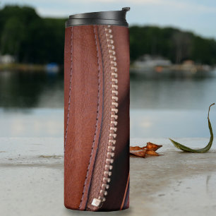 Brown faux Leather Unzipped Stylish Thermal Tumbler