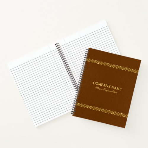 Brown faux leather vintage gold border notebook