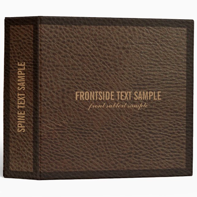 Brown Faux Leather Vintage Look 3 Ring Binder (Front/Spine)