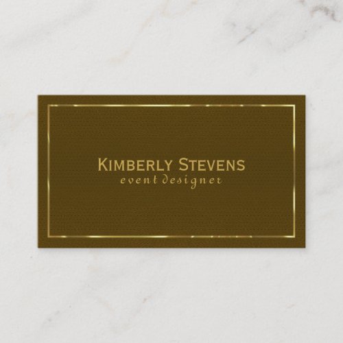 Brown Faux Leather Vintage Look Gold Accents Business Card