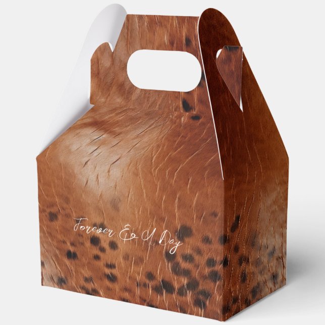 Brown Faux Leather Wedding Favor Boxes (Front)