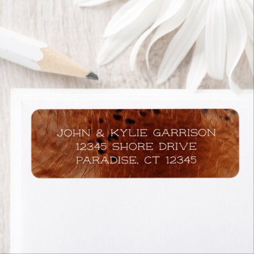 Brown Faux Leather Wedding Label