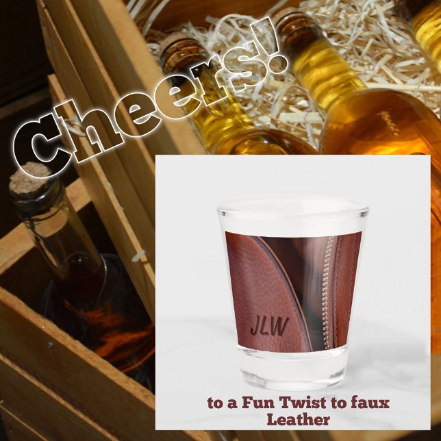 Brown faux Leather with open Zipper Shot Glass (Creator Uploaded)