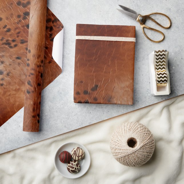 Brown Faux Leather  Wrapping Paper (Crafts)