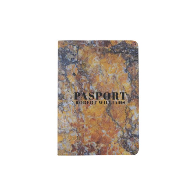 Brown Faux Marble Stone Passport Holder (Front)