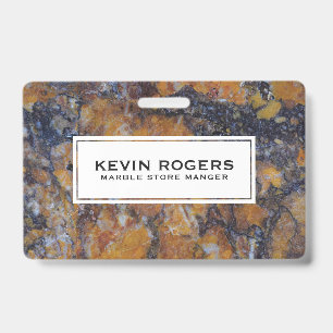 Brown Faux Marble White Accent Badge