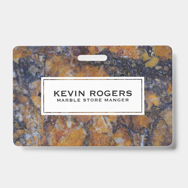 Brown Faux Marble White Accent Badge (Front)