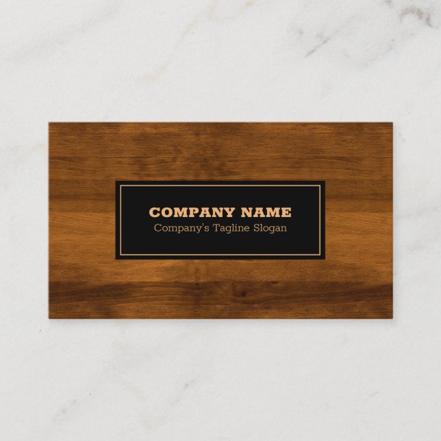Brown faux wood boards background business card (Front)
