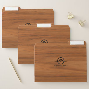 Brown Faux Wood Custom Text and Logo File Folder