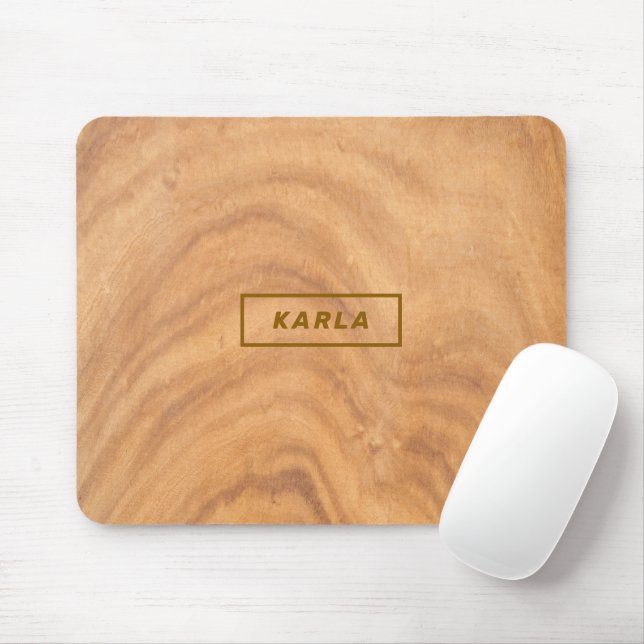 Brown Faux Wood Mouse Pad (With Mouse)