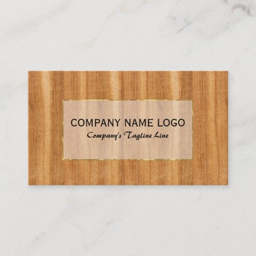 Brown faux Wood Planks Gold Accent Business Card