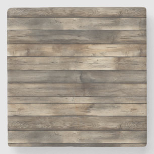 Brown Faux Wood Stone Coaster
