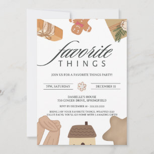 Brown Favorite Things Exchange Gift Christmas Invitation