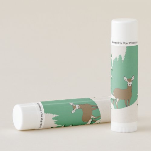 Brown Female doe Deer Pine Tree Snow Mint Green Lip Balm