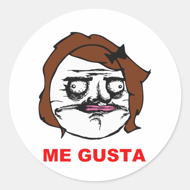 Brown Female Me Gusta Comic Rage Face Meme Classic Round Sticker (Front)