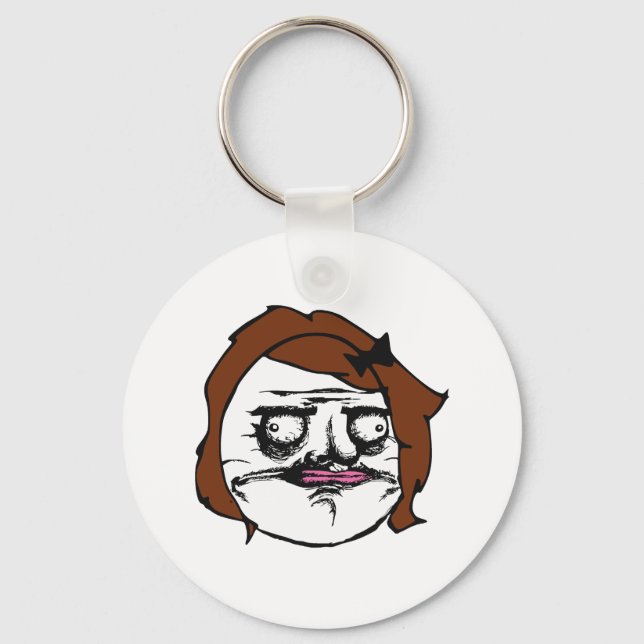 Brown Female Me Gusta Comic Rage Face Meme Keychain (Front)