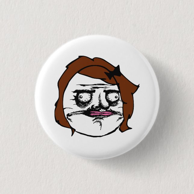 Brown Female Me Gusta Comic Rage Face Meme Pinback Button (Front)