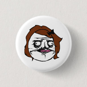 Brown Female Me Gusta Comic Rage Face Meme Pinback Button