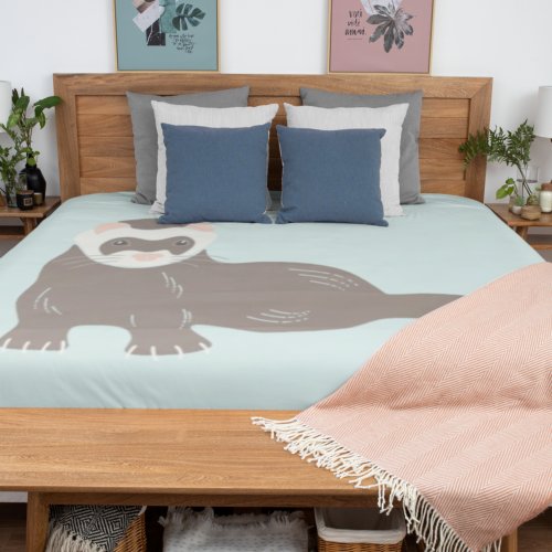 Brown Ferret Mint Green Two Sided Duvet Cover