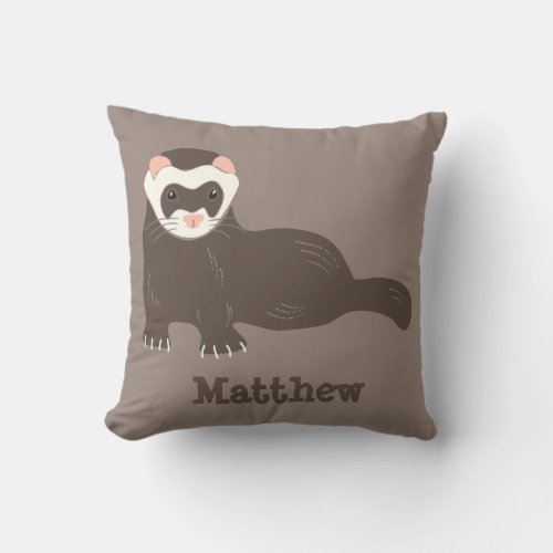 Brown Ferret Personalized Graphic Throw Pillow