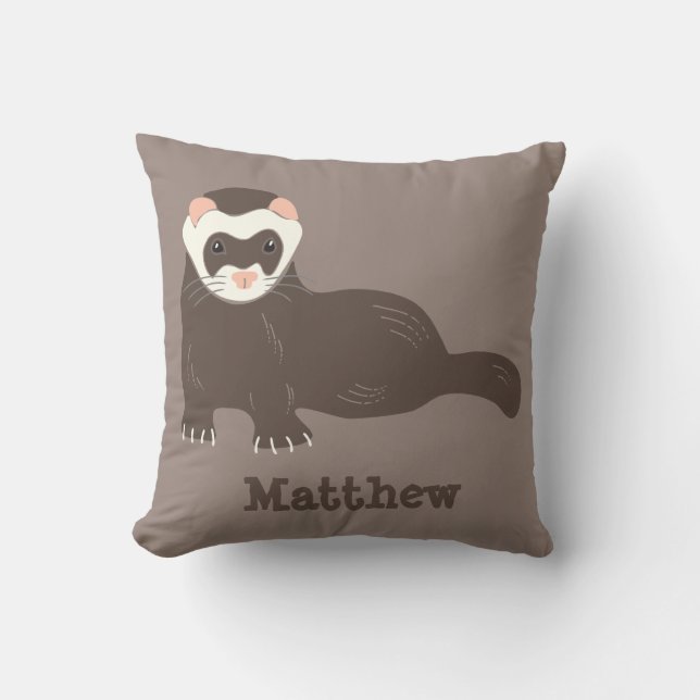 Brown Ferret Personalized Graphic Throw Pillow (Front)