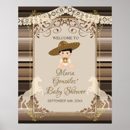 Brown Fiesta Baptism & First Birthday Welcome Sign