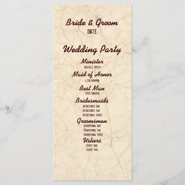 Brown Fishing Lovers Wedding Program (Front)