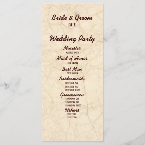 Brown Fishing Lovers Wedding Program