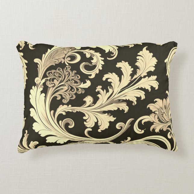 Brown Fleur Antique Pattern Accent Pillow (Front)
