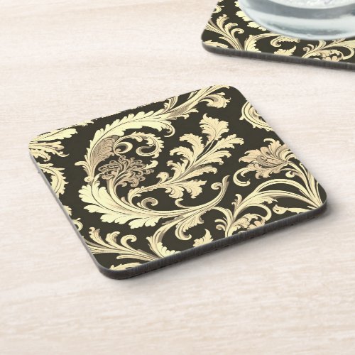 Brown Fleur Antique Pattern Beverage Coaster