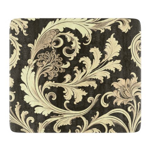 Brown Fleur Antique Pattern Glass Cutting Board