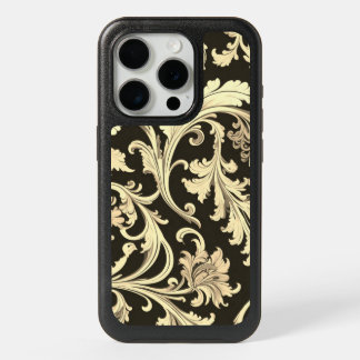Brown Fleur Antique Pattern iPhone 15 Pro Case