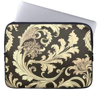 Brown Fleur Antique Pattern Laptop Sleeve