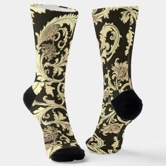 Brown Fleur Antique Pattern Socks