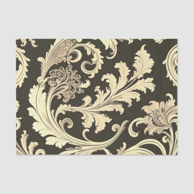 Brown Fleur Antique Pattern Tissue Paper (Front)