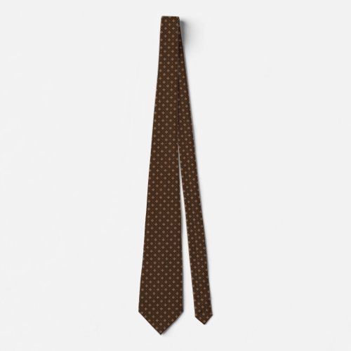 Brown Fleur De Lis French Damask Pattern  Neck Tie