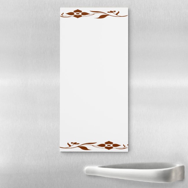 Brown Floral Abstract Magnetic Fridge Notepad