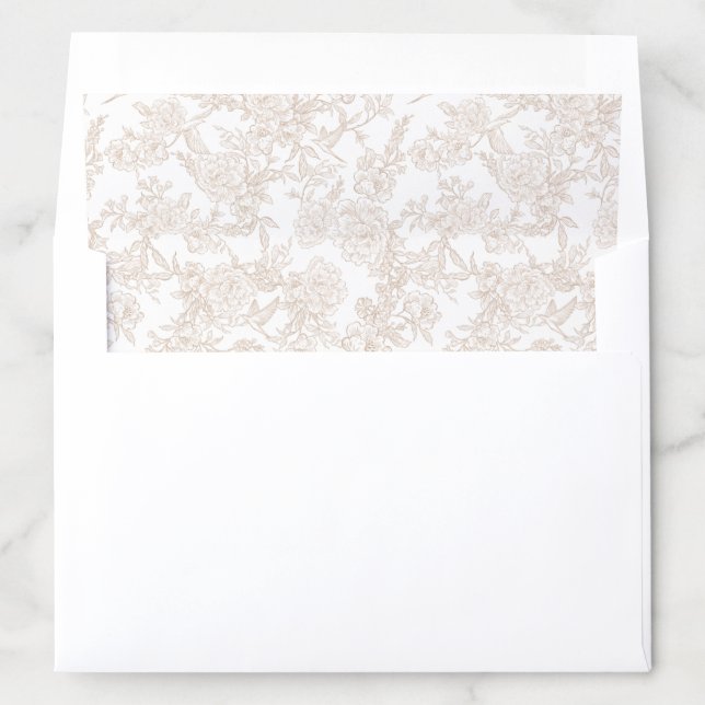 Brown Floral and Bird Toile Envelope Liners (In Envelope)