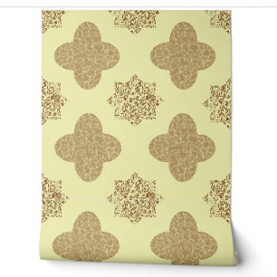 Brown Floral Arabesque Wallpaper