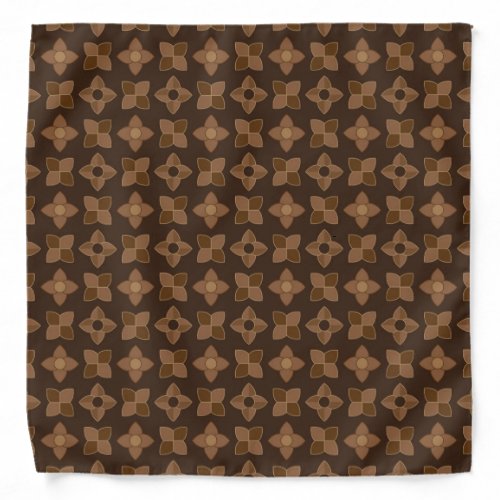 Brown Floral Geometric Luxury Pattern Bandana