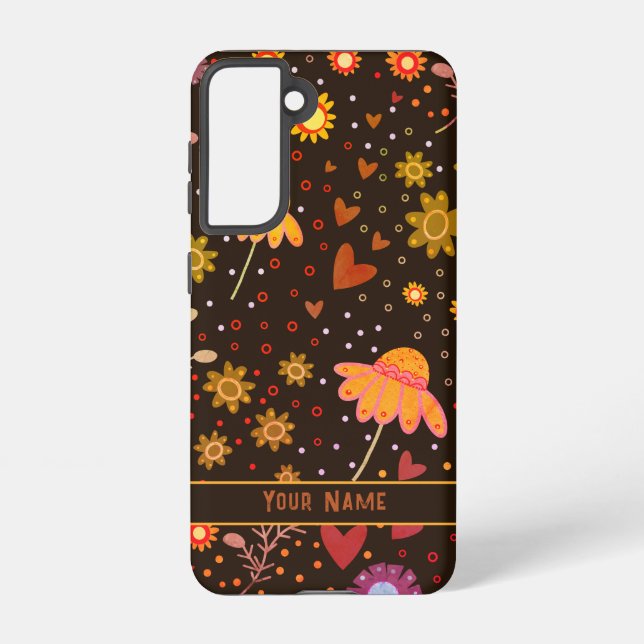 Brown Floral Inspirivity Customized Samsung Case (Back)