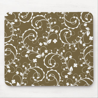 brown floral mouse pad