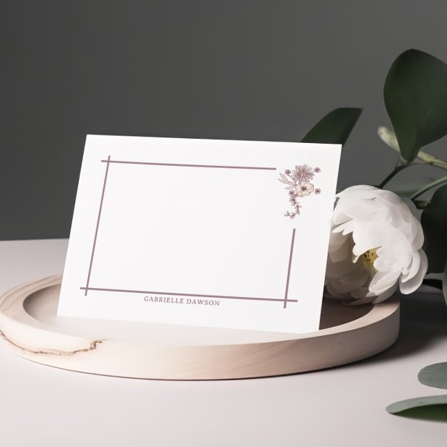 Brown Floral Name Note Cards (Creator Uploaded)